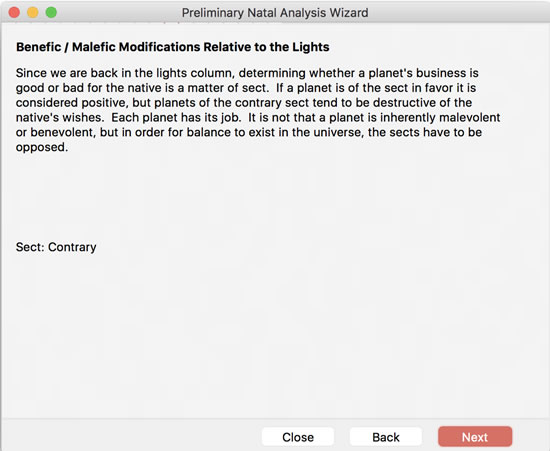 Benefic / malefic modifications relative to the lights